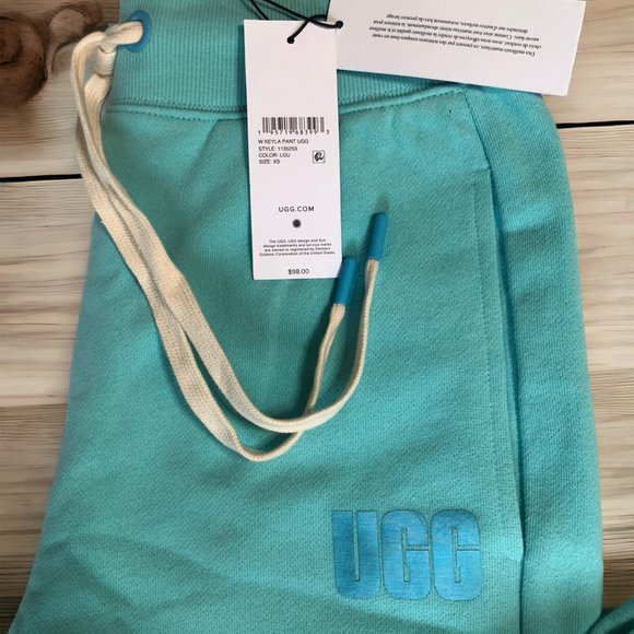 UGG KEYLA CROP PANTS Women XS &Med Aquatic BLUE COTTON HIGH WAIST SWEATPANT - Picture 12 of 15